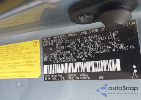 2009 Lexus Rx 350 from USA, damaged, VIN 2T2GK31U09C075808